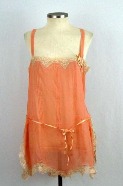 DEADSTOCK 1920s Peach Silk Crepe Step-In Teddy from AntiqueGraces on Etsy