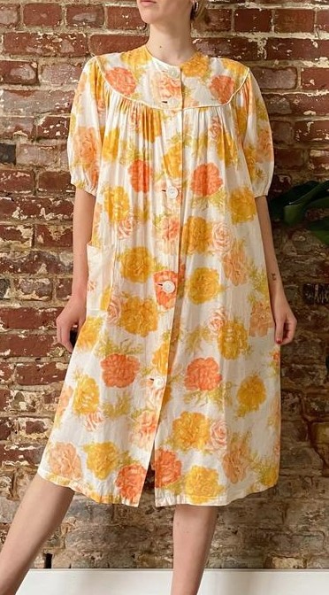 Vintage 1960s Cotton Rose Print Button Front Nightgown from ShopKoolThingVintage on Etsy