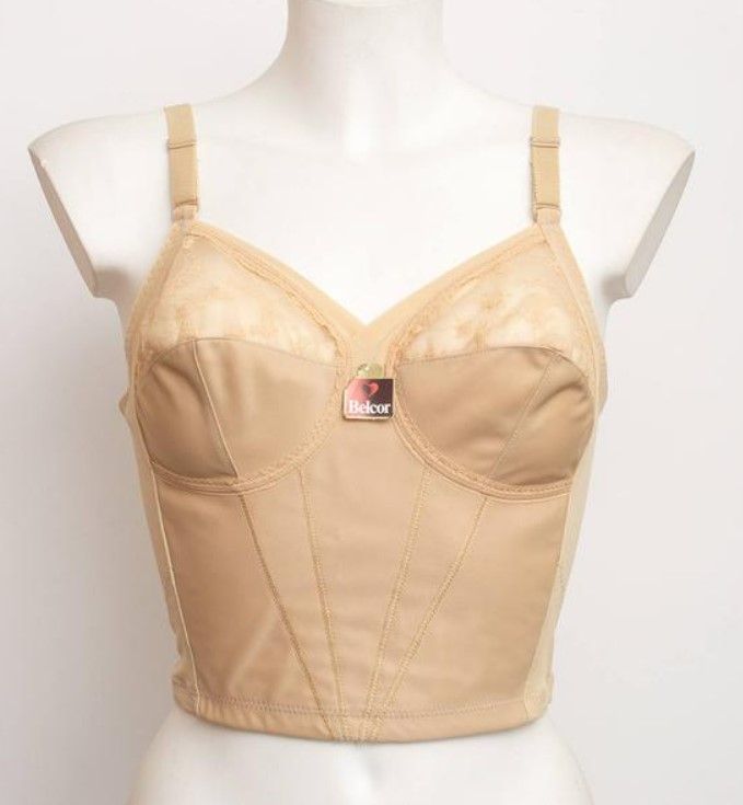 Vintage nude long line bra from blessthatdress on Etsy