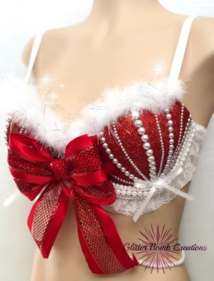 Christmas Rave Bra from GlitterBombCreations on Etsy