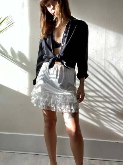 Vintage White Satin Slip Mini Skirt from shoptheblackspring on Etsy