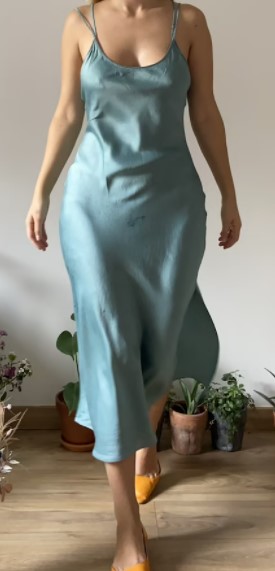 90s Teal Dyed Silk Slip from kanellevintage on Etsy