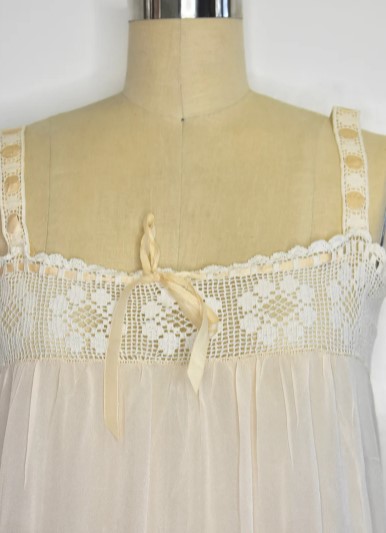 Vintage 1920's Silk Slip With Crochet Top from BCDVintage on Etsy